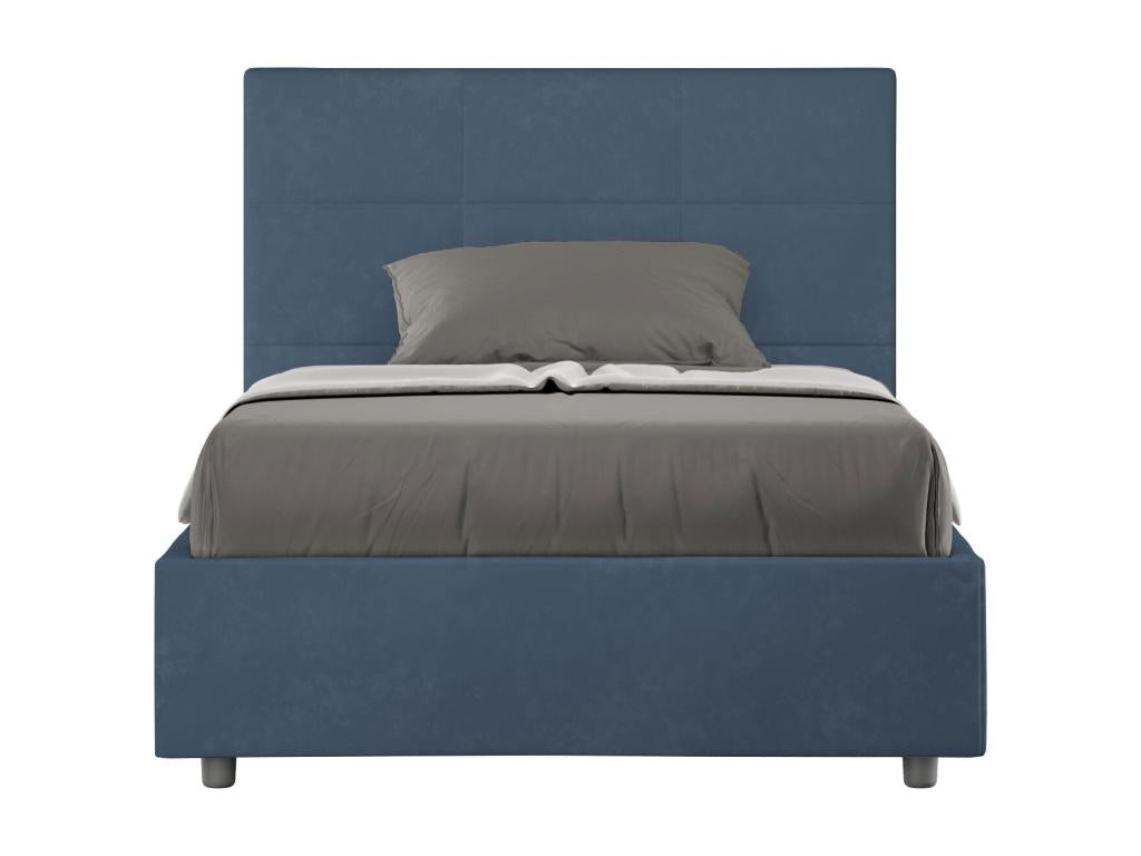 Lit 1 place et demi avec sommier rembourré 120x200 microfibre bleu Decohaute ZOMB43802