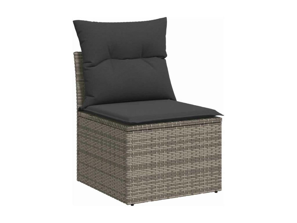 Salon de jardin 5 pcs avec coussins gris résine tressée KNUV56313