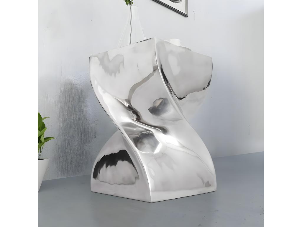 Table auxiliaire / Tabouret Forme torsadée Aluminium Argenté QYCN90184