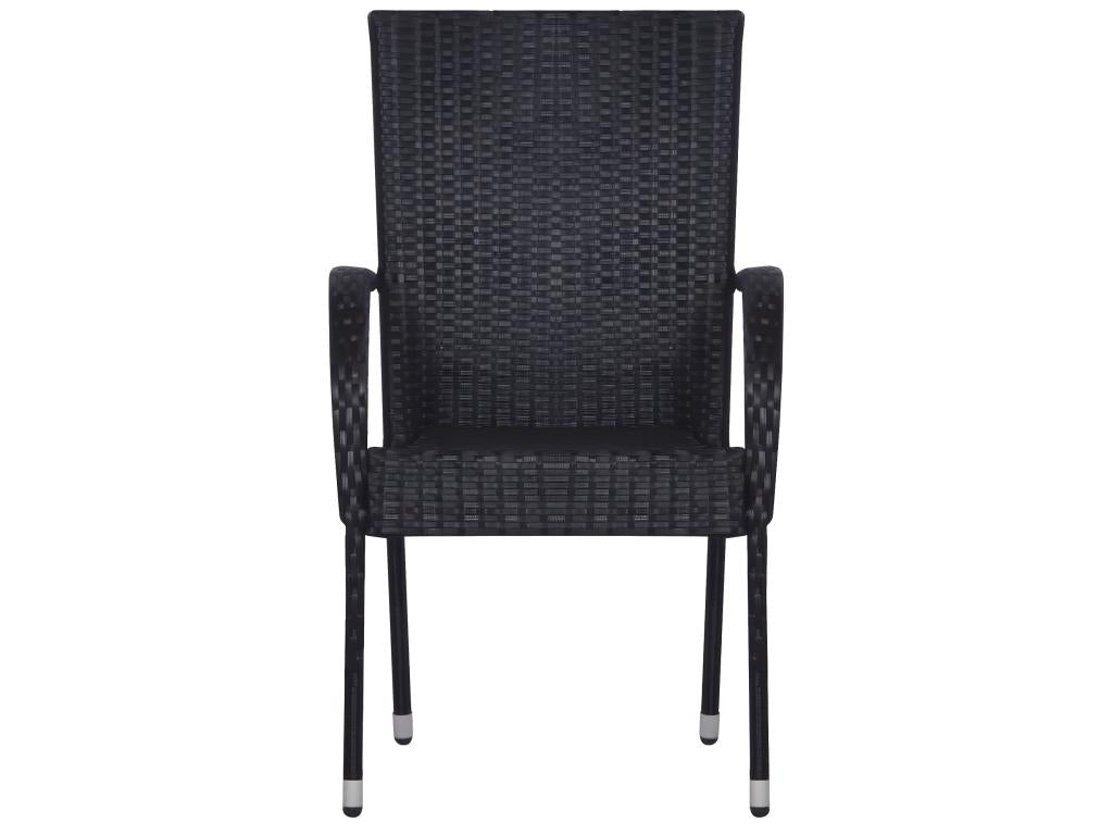 Chaises empilables d'extérieur lot de 4 Résine tressée Noir RGRH76462