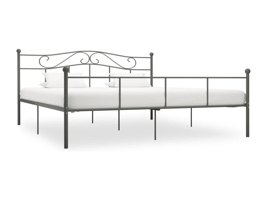 Cadre de lit sans matelas gris métal 180x200 cm NUCB93925