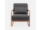 Fauteuil à bascule design en bois et tissu- 1 place- rocking chair scandinave- gris foncé MRJN91983
