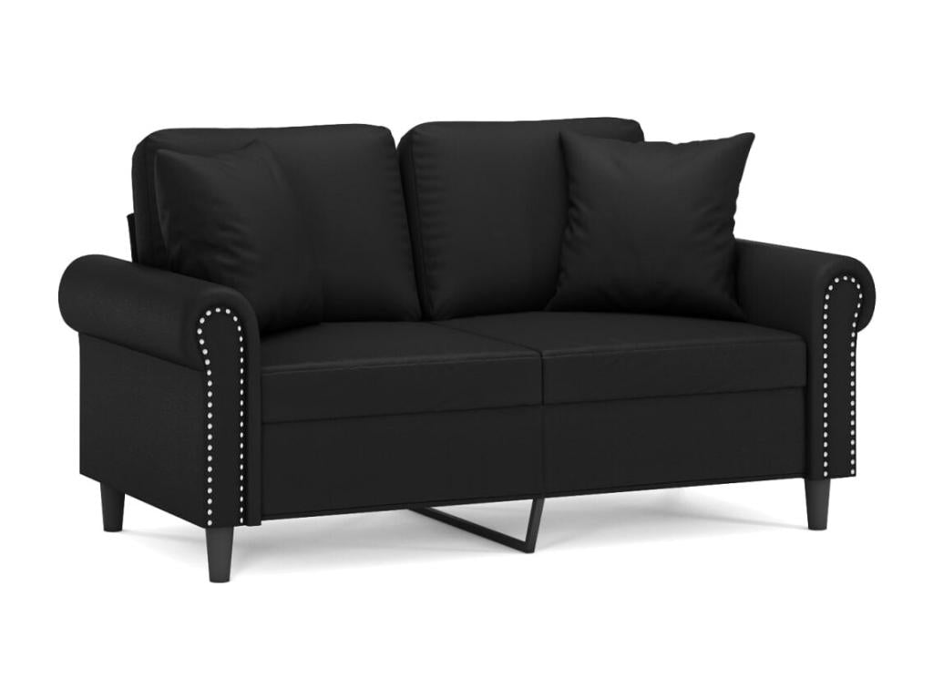 Canapé 2 places avec oreillers décoratifs noir 120cm similicuir UWNH99590