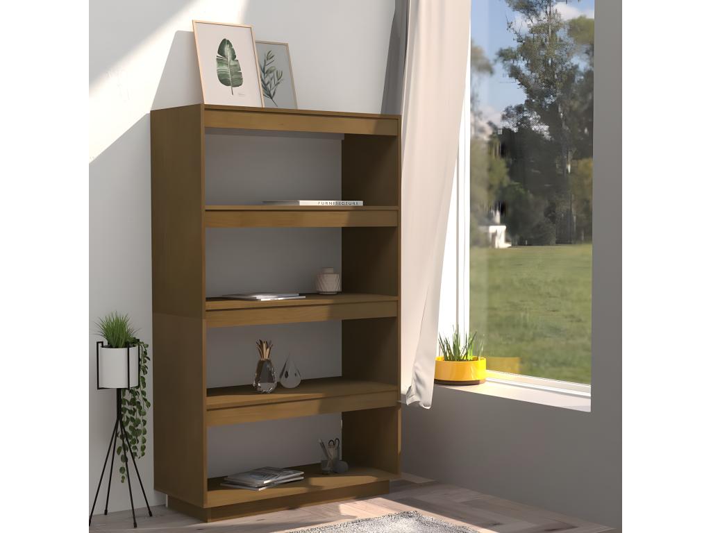 Bibliothèque/Séparateur de pièce Marron miel 80x35x135 cm Pin TTRN71078