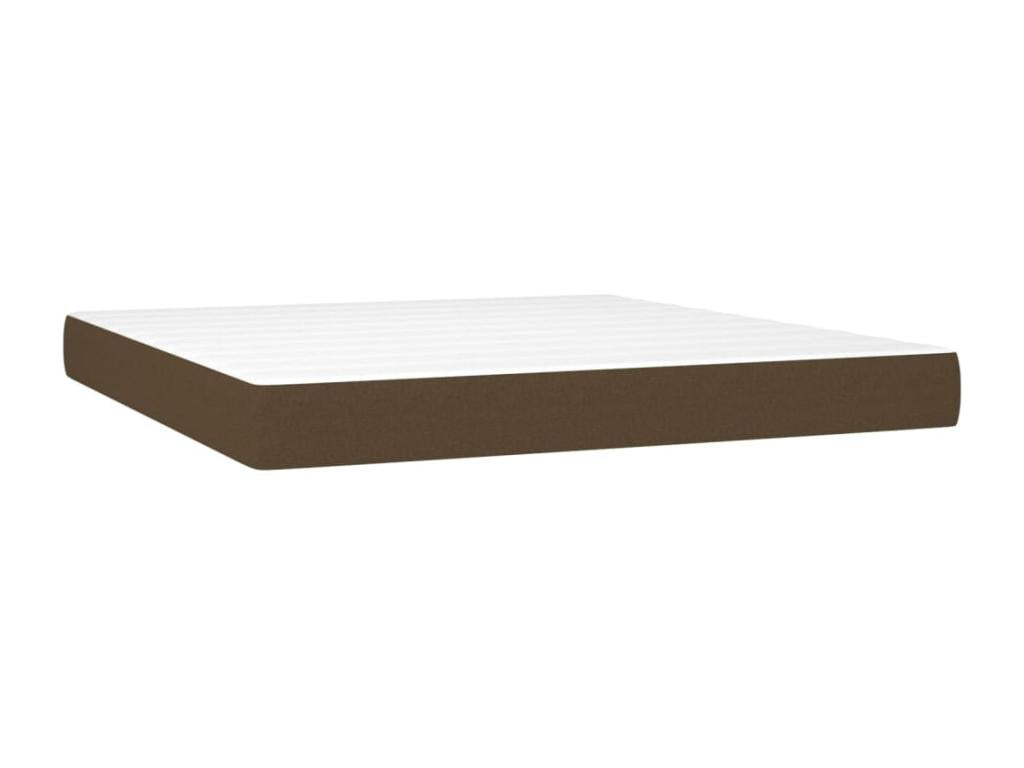 Sommier tapissier matelas et LED Marron foncé 180x200cm Tissu WYJL13267