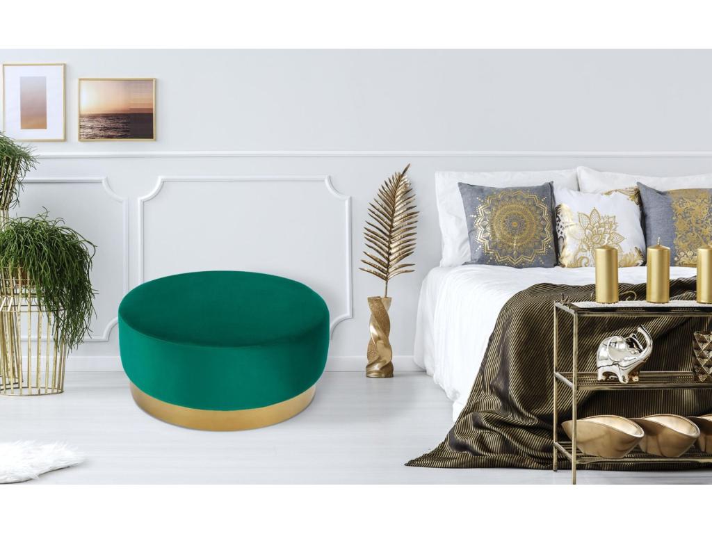 Pouf Rond en Velours Design Decohaute 75cm Vert SYLY29592