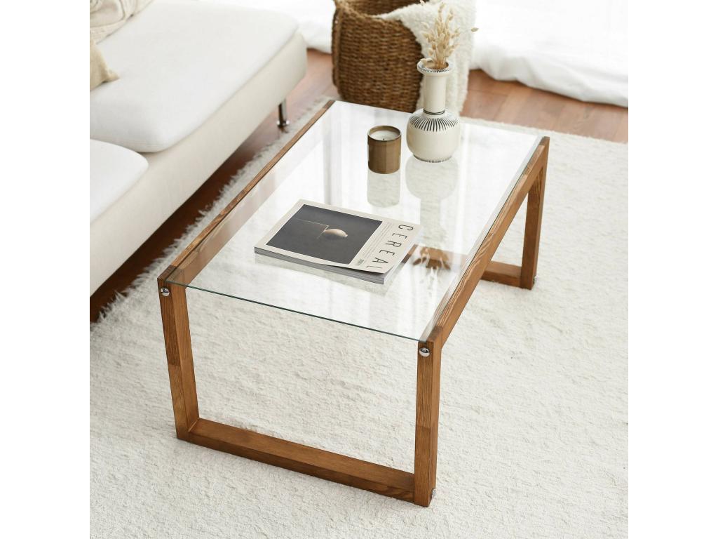 Table basse Decohaute Table basse Porte-revues pour canapé Etagère de salon 85x55h40 cm Chêne JCOB46123