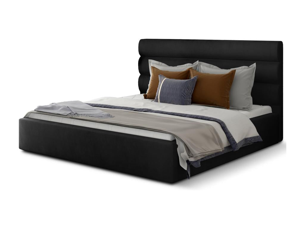Lit design velours noir avec coffre de rangement Domopure - 4 tailles-200x200 SLNP08936