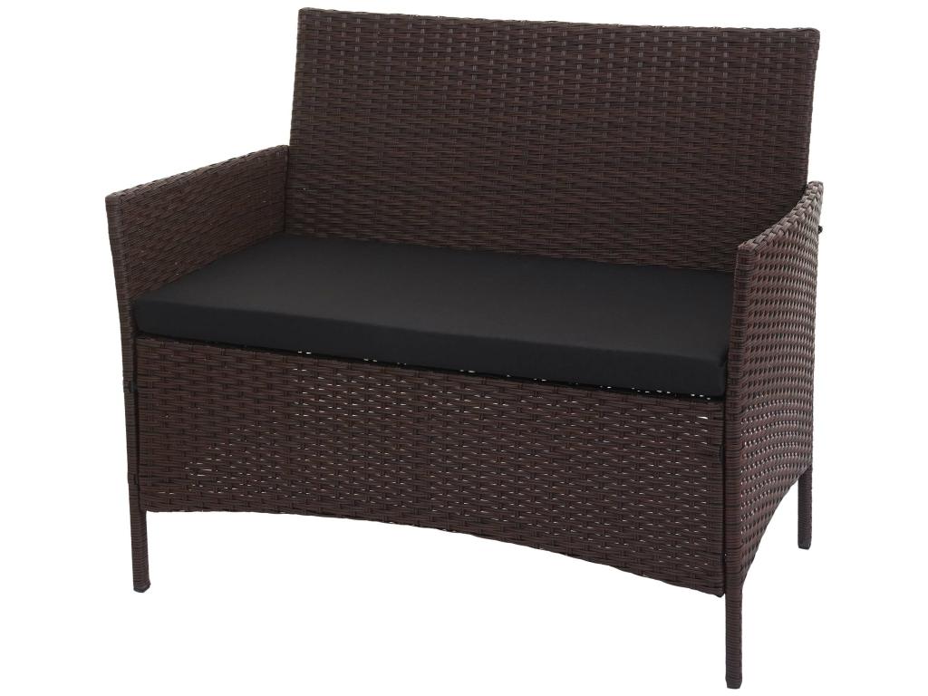 Banc de jardin en poly rotin Decohaute marron tacheté coussin noir QMZP30995