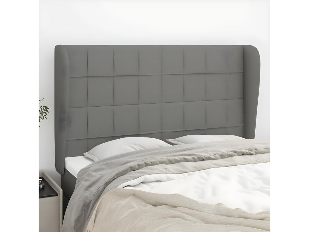 Tête de lit avec oreilles Gris foncé 147x23x118/128 cm Tissu AWNL96062