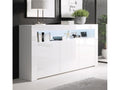 Bahut Buffet bas pour Salon Salle à manger en Blanc avec LED 155x37x91.5cm Aker YIEC68632