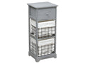 Chiffonnier bois 1 tiroir 2 paniers gris ZWNU06285