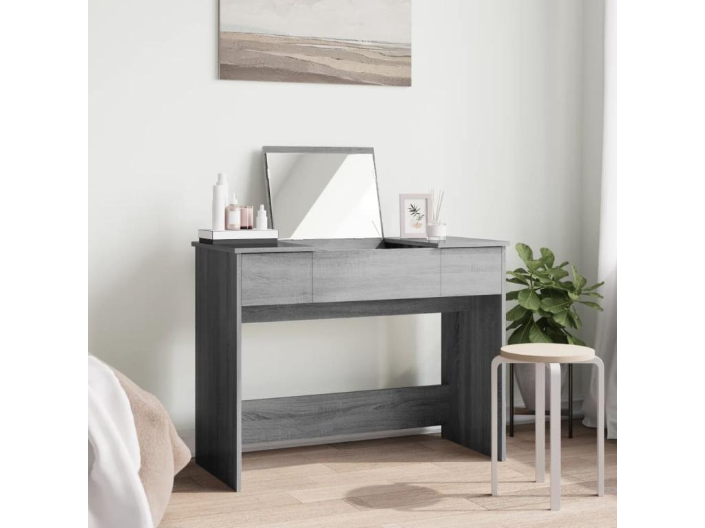 Coiffeuse avec miroir Decohaute gris 100x45x76 ZCEY84460