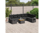 Salon de jardin 9 pcs avec coussins noir résine tressée BWGI11782