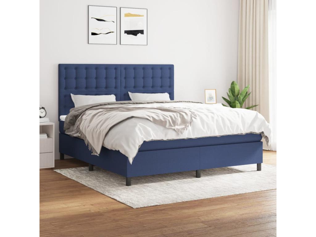 Lit à sommier tapissier avec matelas Bleu 180x200 cm Tissu VRNF28033