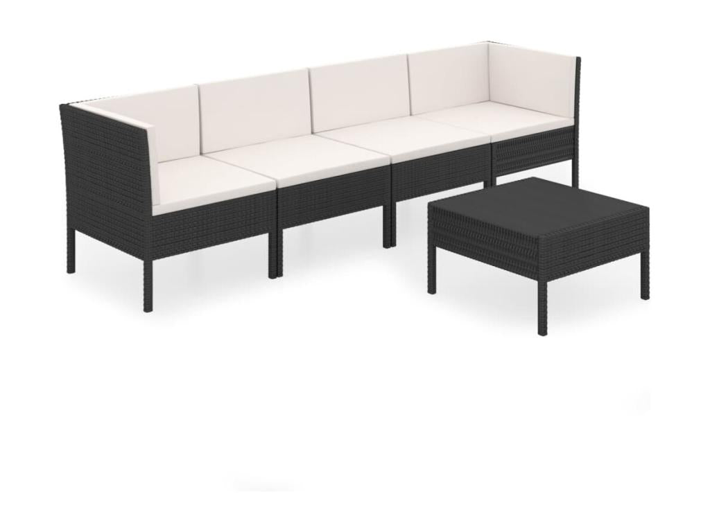 Salon de jardin 5 pièces avec coussins Résine tressée Noir WPUV03136