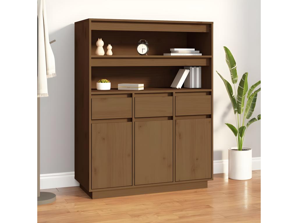 Buffet haut Marron miel 89x40x116,5 cm Bois massif de pin HBPM73767