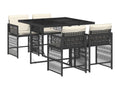 Ensemble à manger de jardin coussins 5pcs Noir Résine tressée SGNM73733
