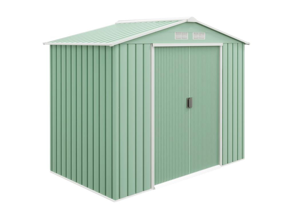 Abri de jardin - remise pour outils - cabanon porte verrouillable - dim- 213L x 130l x 185H cm - tôle d'acier vert pastel DKUB30780
