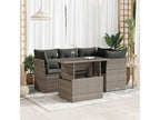 Salon de jardin 5 pcs avec coussins gris résine tressée KNUV56313