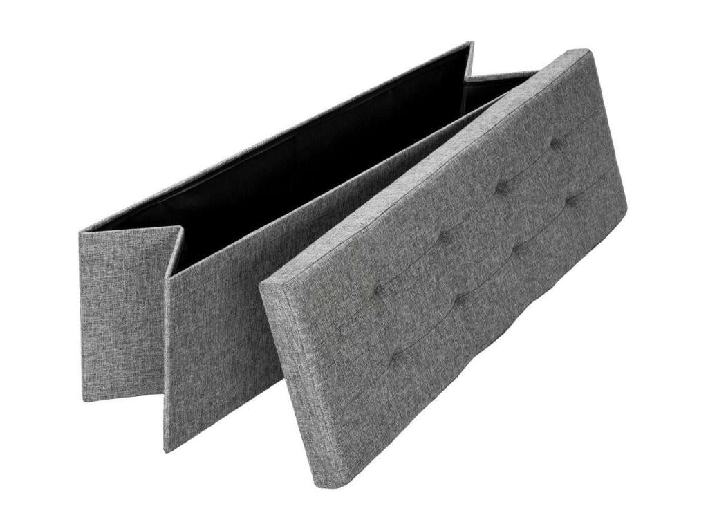 Banc coffre de rangement tissu gris 110x38x38 cm 2208146 SNRM60999