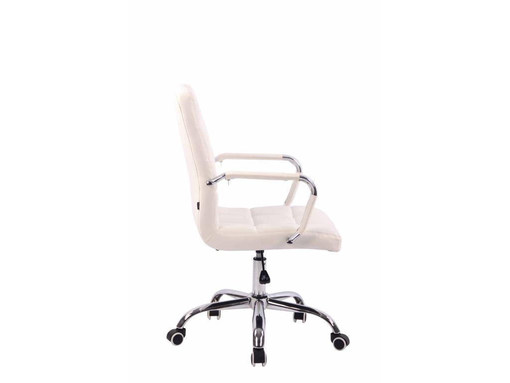 Chaise de bureau - Similicuir / Métal chromé - Blanc - Decohaute NBSA89867