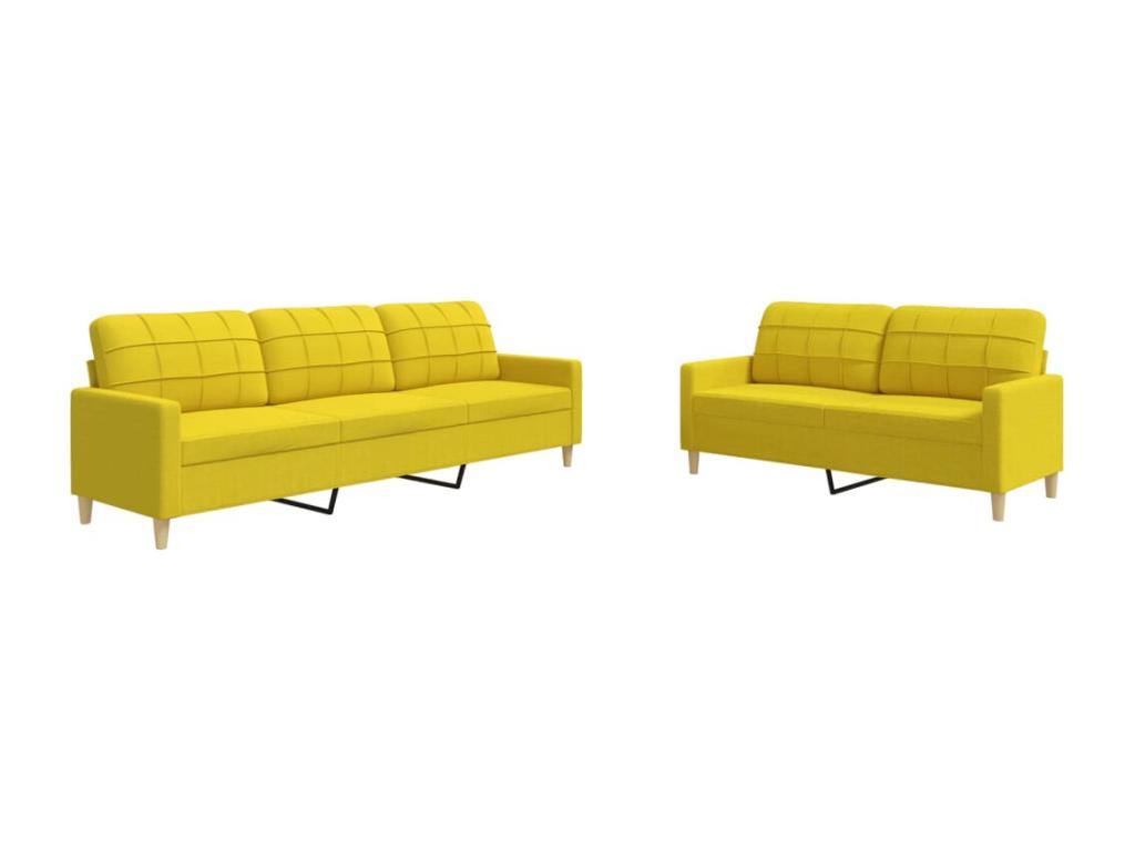 Ensemble de canapés 2 pcs jaune clair tissu VPMO07841