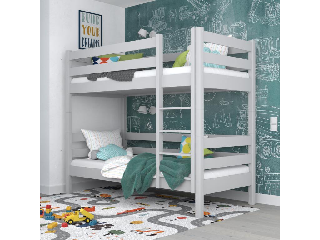 Lit superposé en bois N01 Gris 80x180 EOBH82628