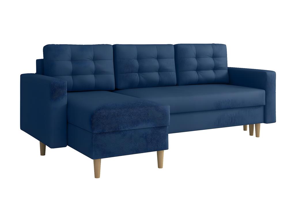 Canapé d'angle Decohaute 108 Bleu Fonction de couchage Boîte de literie 220x135x88cm BJIT06462
