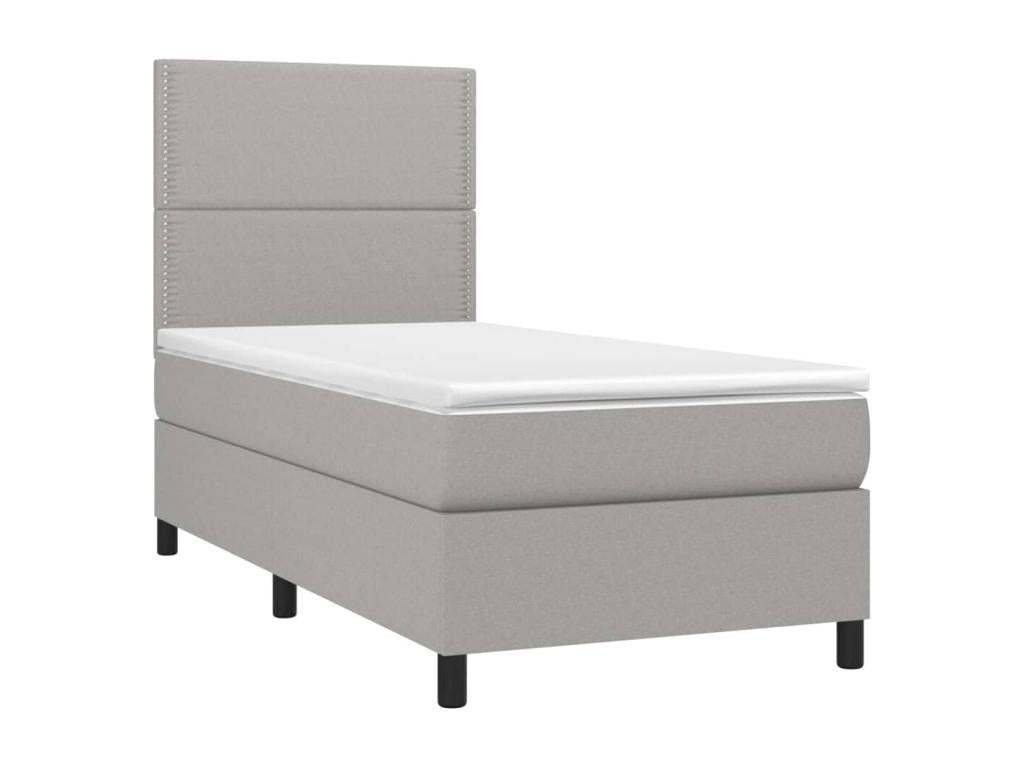 Lit à sommier tapissier avec matelas Gris clair 90x200 cm Tissu QNQD00816