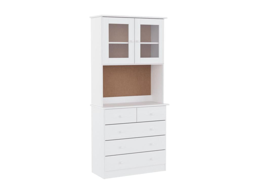 Buffet Decohaute blanc 77x35x165 cm bois massif de pin NSRO06099