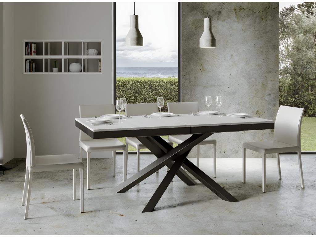 Table extensible blanche et cadre anthracite 160-264cm Klass ILFK96527