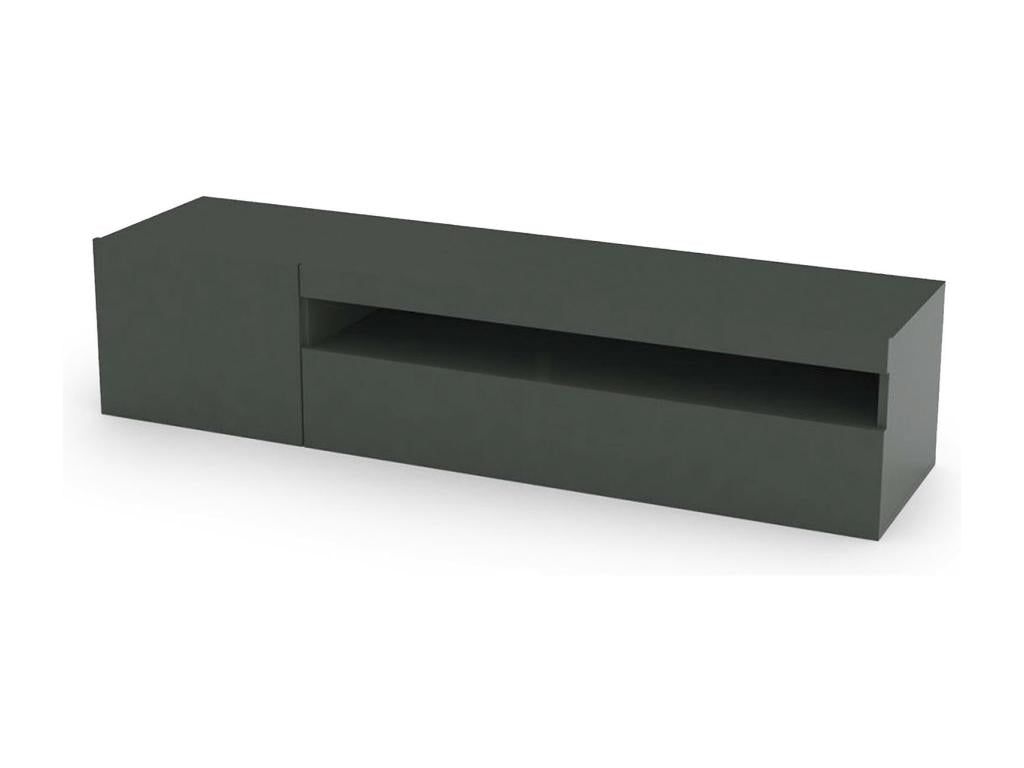 Meuble TV Decohaute Buffet bas de salon Base pour meuble TV Made in Italy 150x40h37 cm Anthracite Brillant HSRQ90787