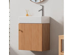 Meuble de salle de bain vasque simple meuble bas avec vasque en céramique - 46x26x56 cm - Bois MDF - Naturel QXFE04978