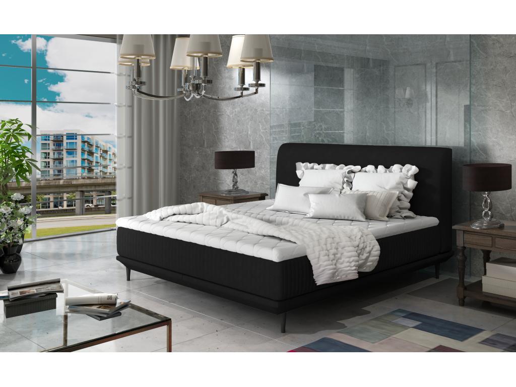 Lit boxspring 160x200 velours noir sommier et matelas inclus Decohaute HRFS90321