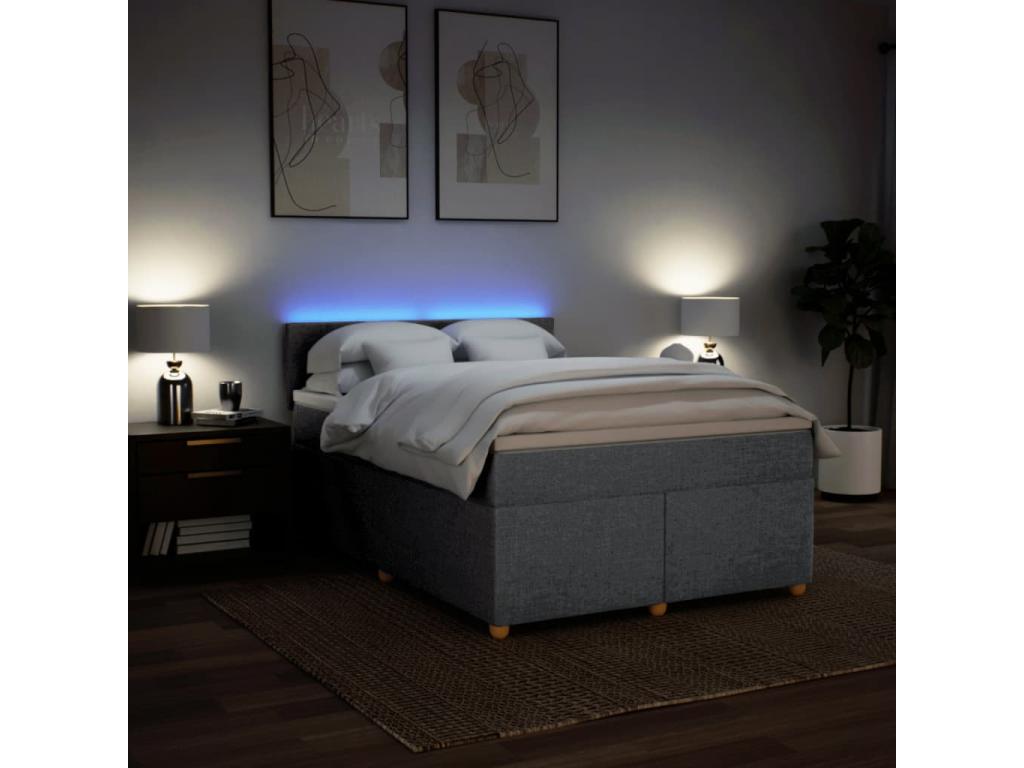 Sommier à décohaute de lit avec matelas Gris clair 140x200cm Tissu EQQH53965