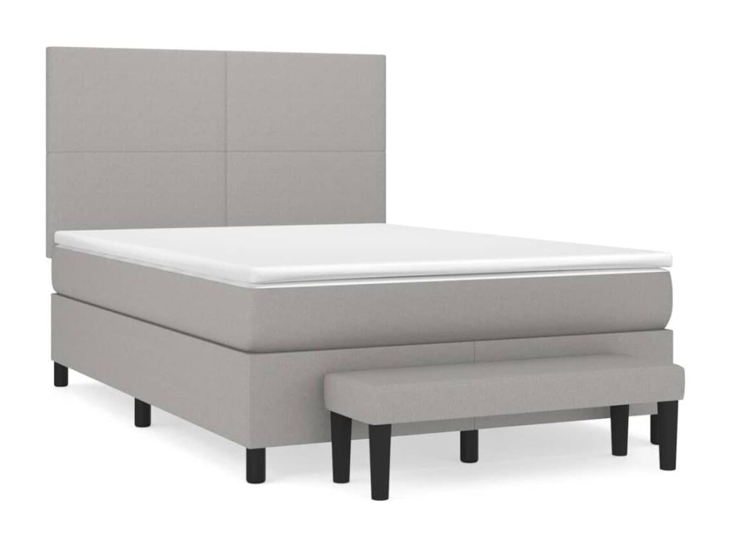 Lit à sommier tapissier avec matelas Gris clair 140x190cm Tissu JCNY69812