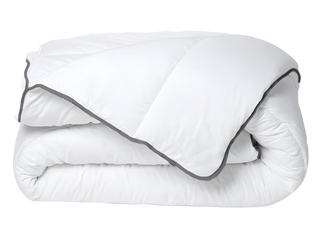 Couette Domopure toucher soie 220x240 cm - 250 g/m² - Blanc biais gris- Domopure AVZT79265
