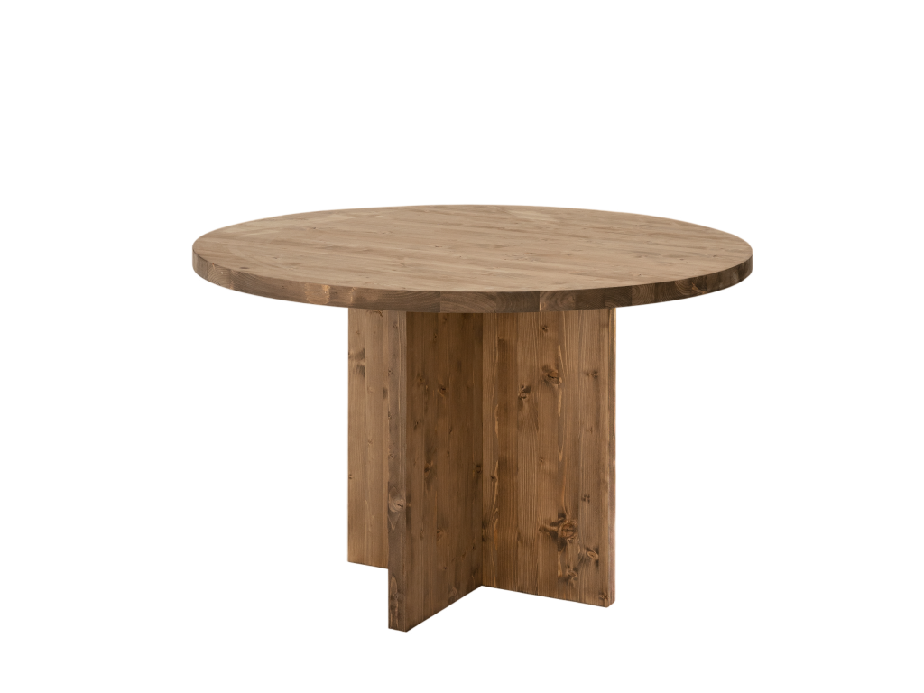 Table à manger ronde en bois de sapin vieilli de 110x75cm - Domopure SYDS25515