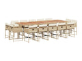 Ensemble à manger de jardin et coussins 15 pièces beige MLST78044