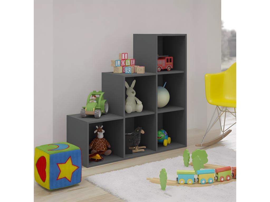 Casier de rangement Escalier panneaux de fibres gris Decohaute FQLL31123