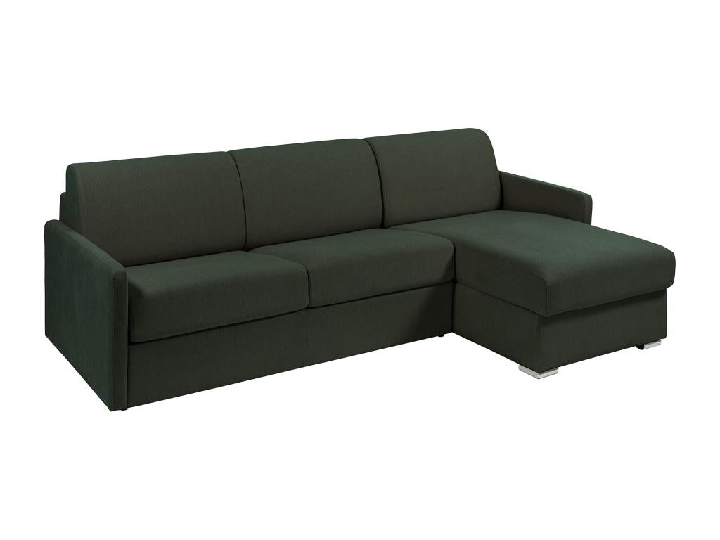 Canapé d'angle convertible express et réversible en tissu vert sapin - Couchage 140 cm à Decohaute larges - Matelas 22 cm - Decohaute CBMS09579