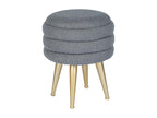 Tabouret bas coffre de rangement en tissu bouclette et métal doré - Gris - Decohaute OAFL21734