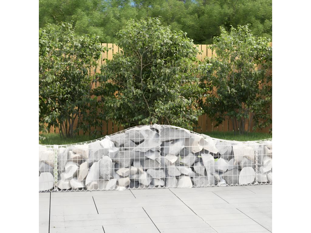 Paniers à gabions arqués 4 pièces 200x30x40/60 cm Fer renforcé KXQU05476