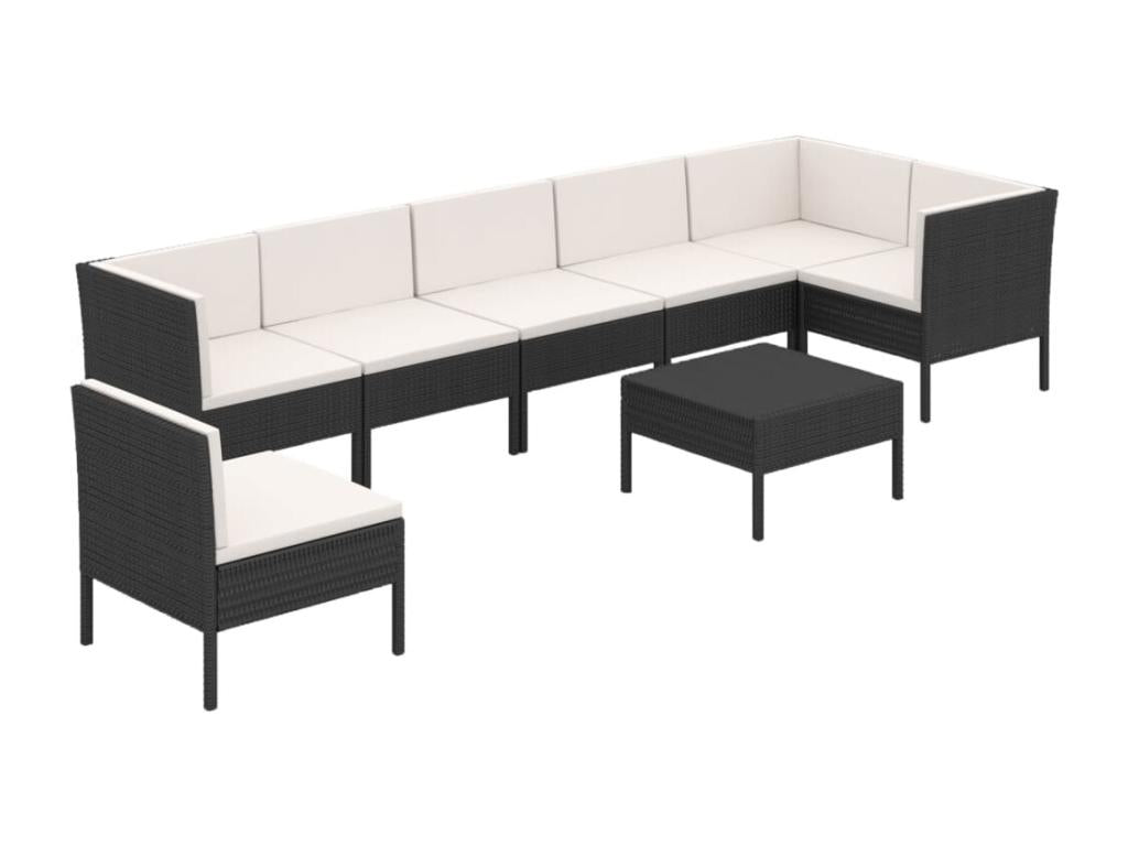 Salon de jardin 8 pièces avec coussins Résine tressée Noir GUIU68350