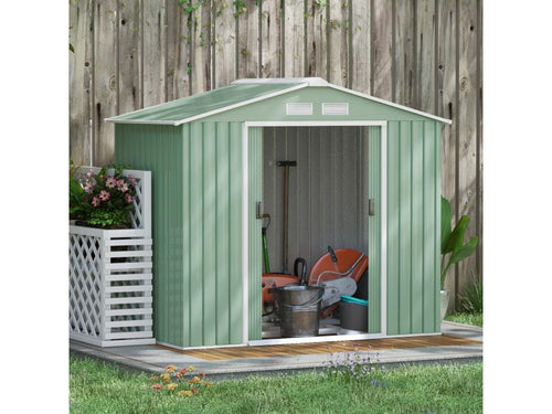 Abri de jardin - remise pour outils - cabanon porte verrouillable - dim- 213L x 130l x 185H cm - tôle d'acier vert pastel DKUB30780