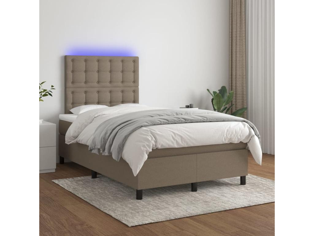 Sommier tapissier avec matelas et LED Decohaute 120x200 cm Tissu WZYN28772