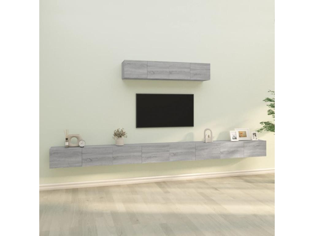 Ensemble de meubles TV 6 pcs Decohaute gris Bois d'ingénierie YHWO16209