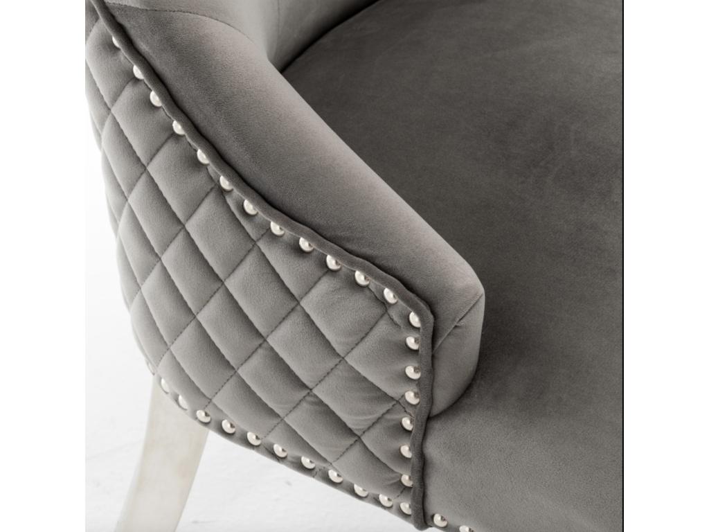 Chaise capitonnée velours avec anneau au dos et pieds métal chromé Decohaute - Lot de 2-Couleur Noir CKPB15491