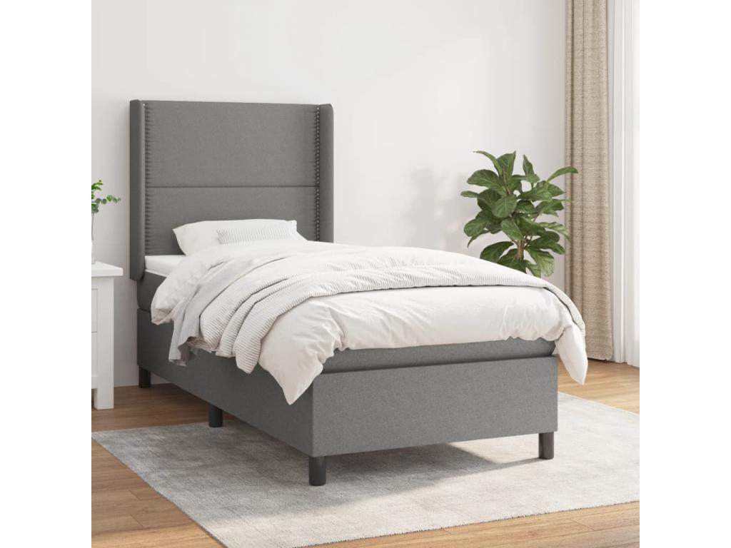 Lit à sommier tapissier avec matelas Gris foncé 90x200 cm Tissu UOCL42259